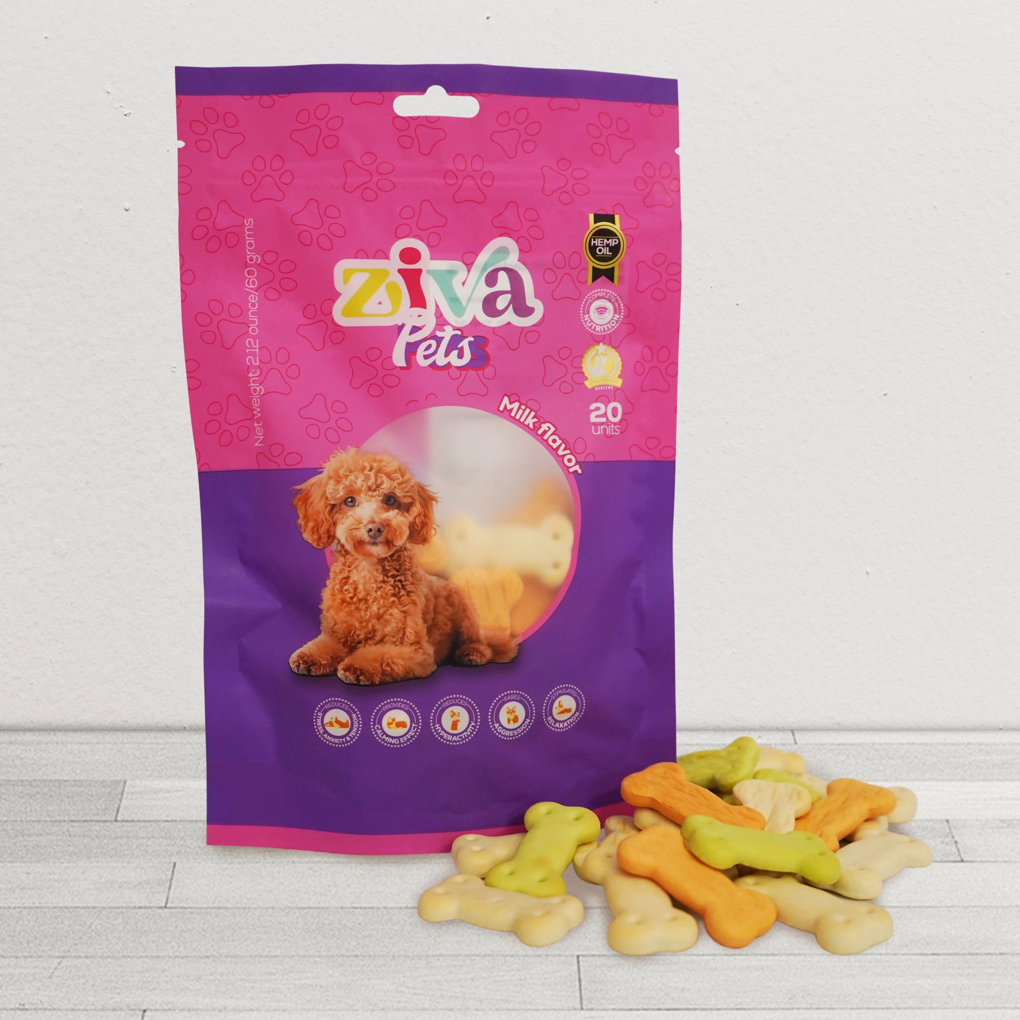 Image of Premium Milk Flavor Dog Supplement Cookies – With Calming Hemp Oil