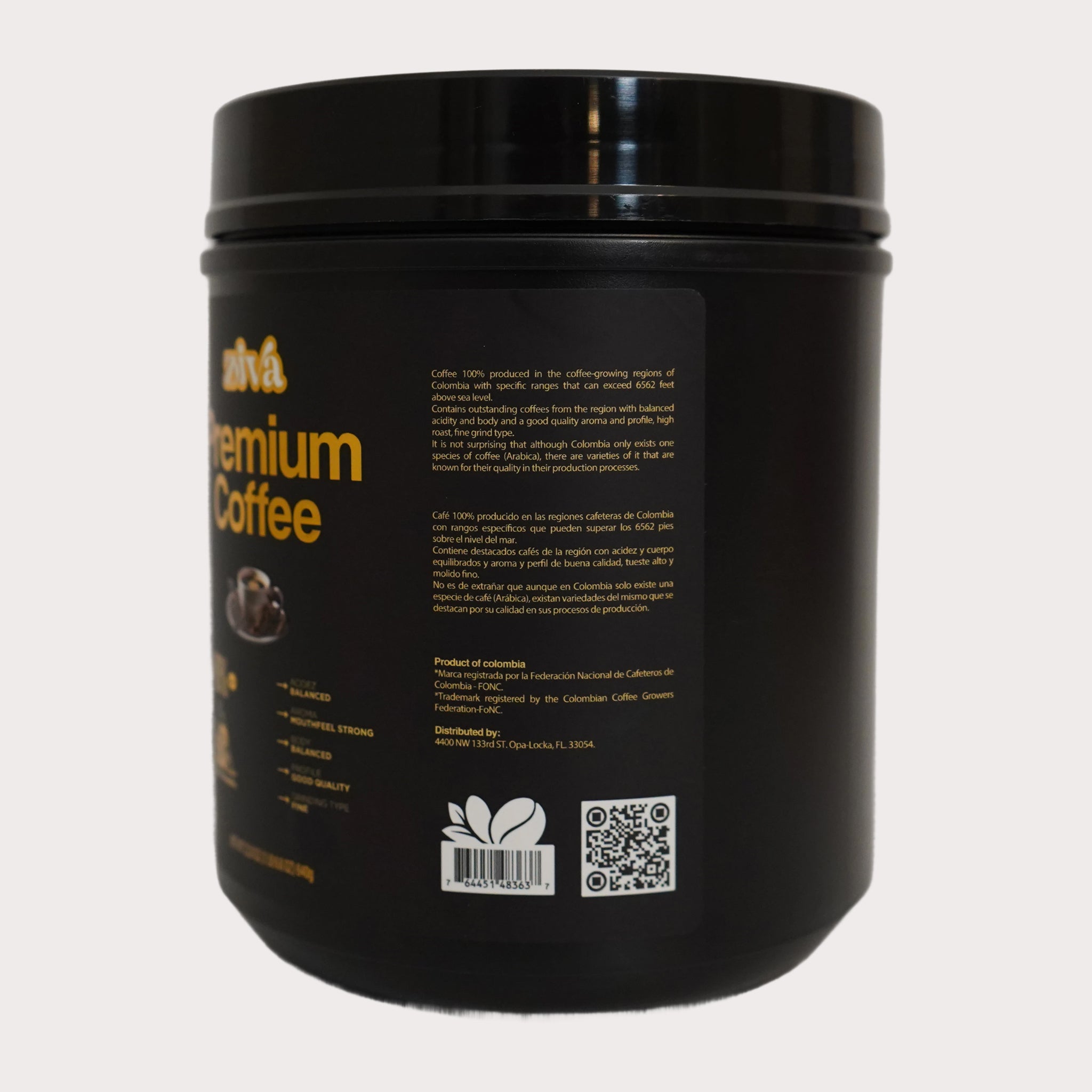 Image of Ziva Premium Colombian Coffee – 22.6 oz Jar