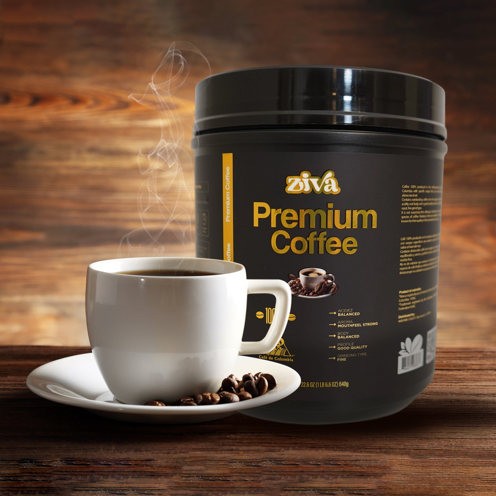Image of Ziva Premium Colombian Coffee – 22.6 oz Jar