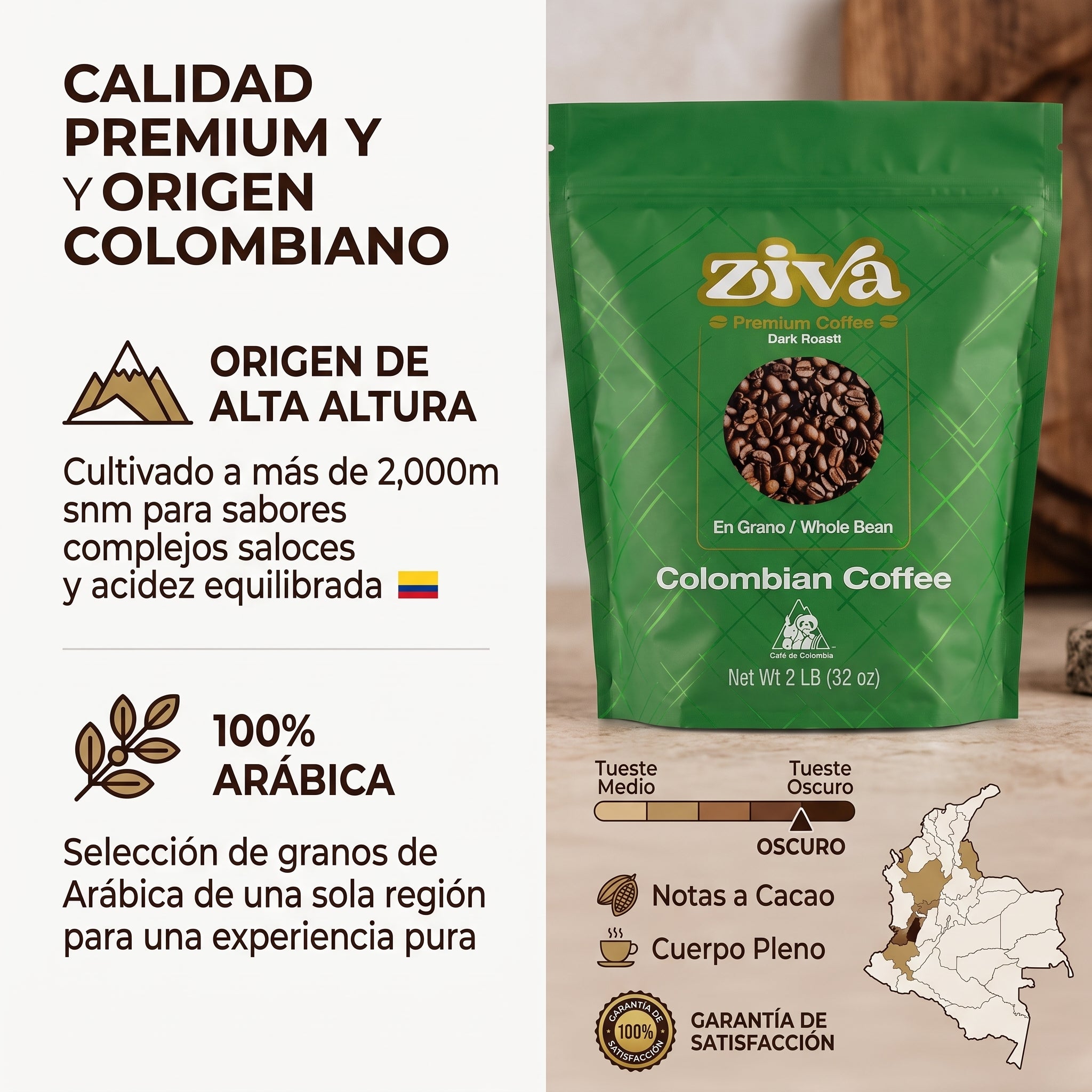 Image of Ziva coffe bag whole bean 2lbs