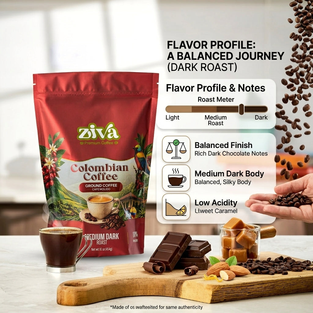 Image of Ziva coffee whole bean 1lb - Medium dark roast