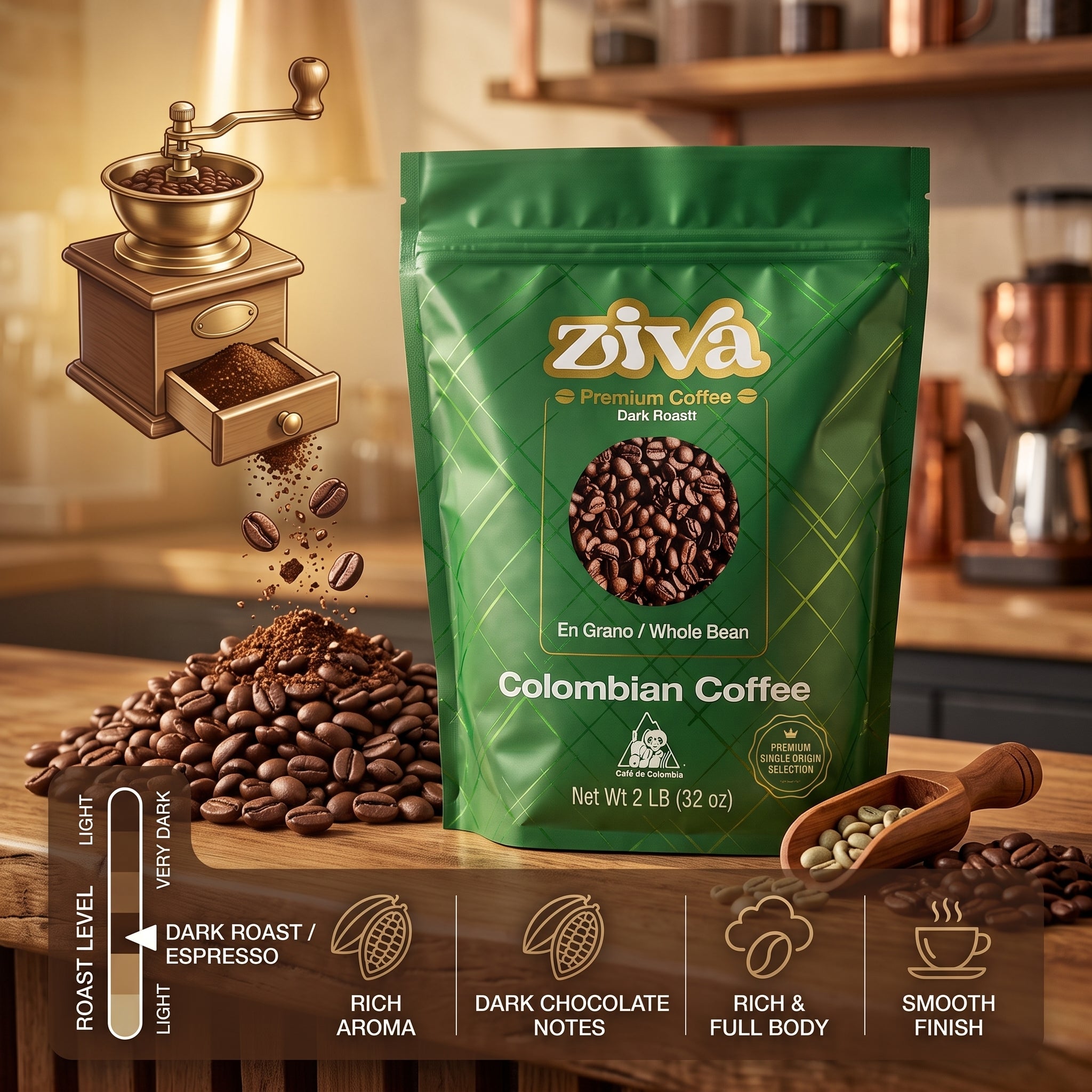 Image of Ziva coffe bag whole bean 2lbs