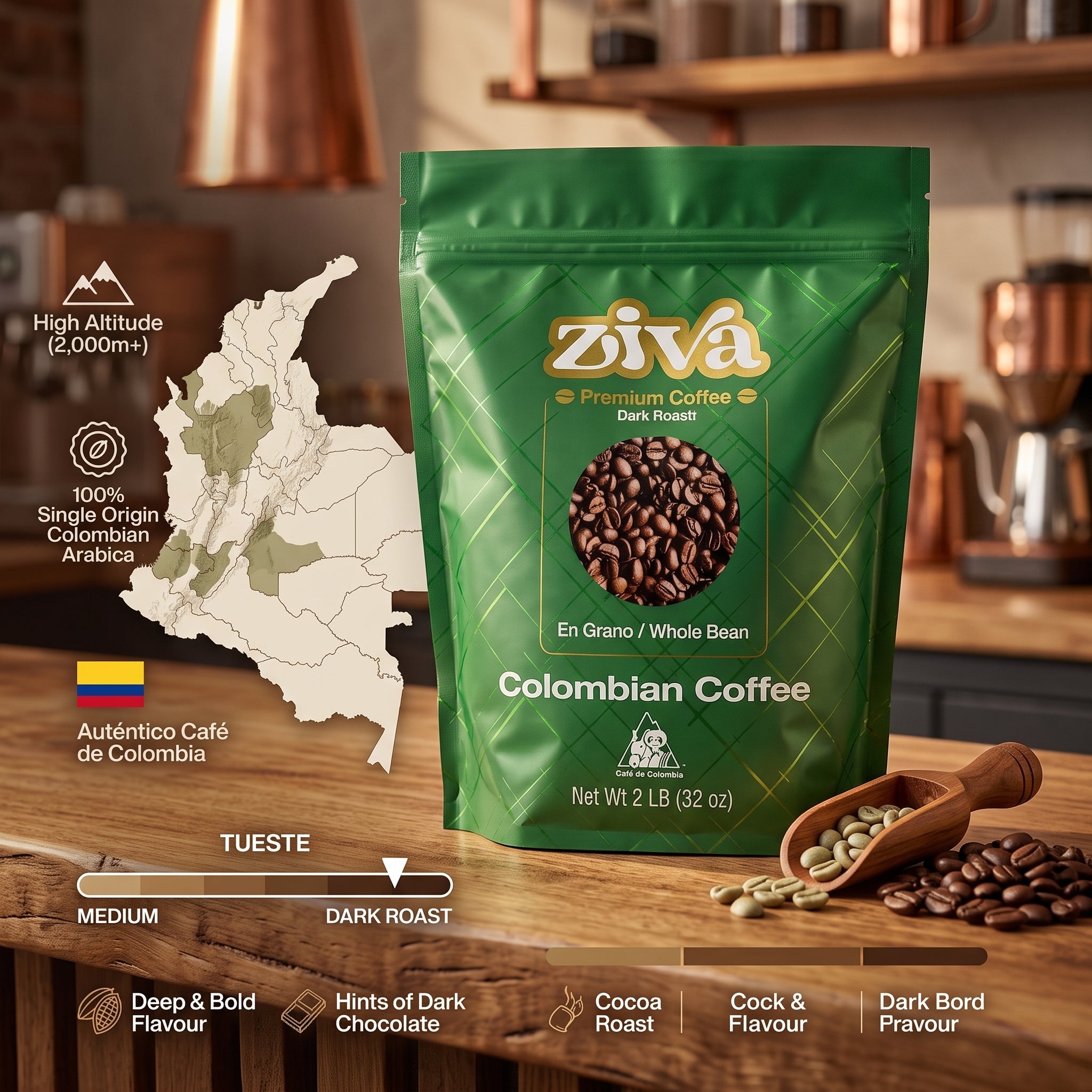 Image of Ziva coffe bag whole bean 2lbs
