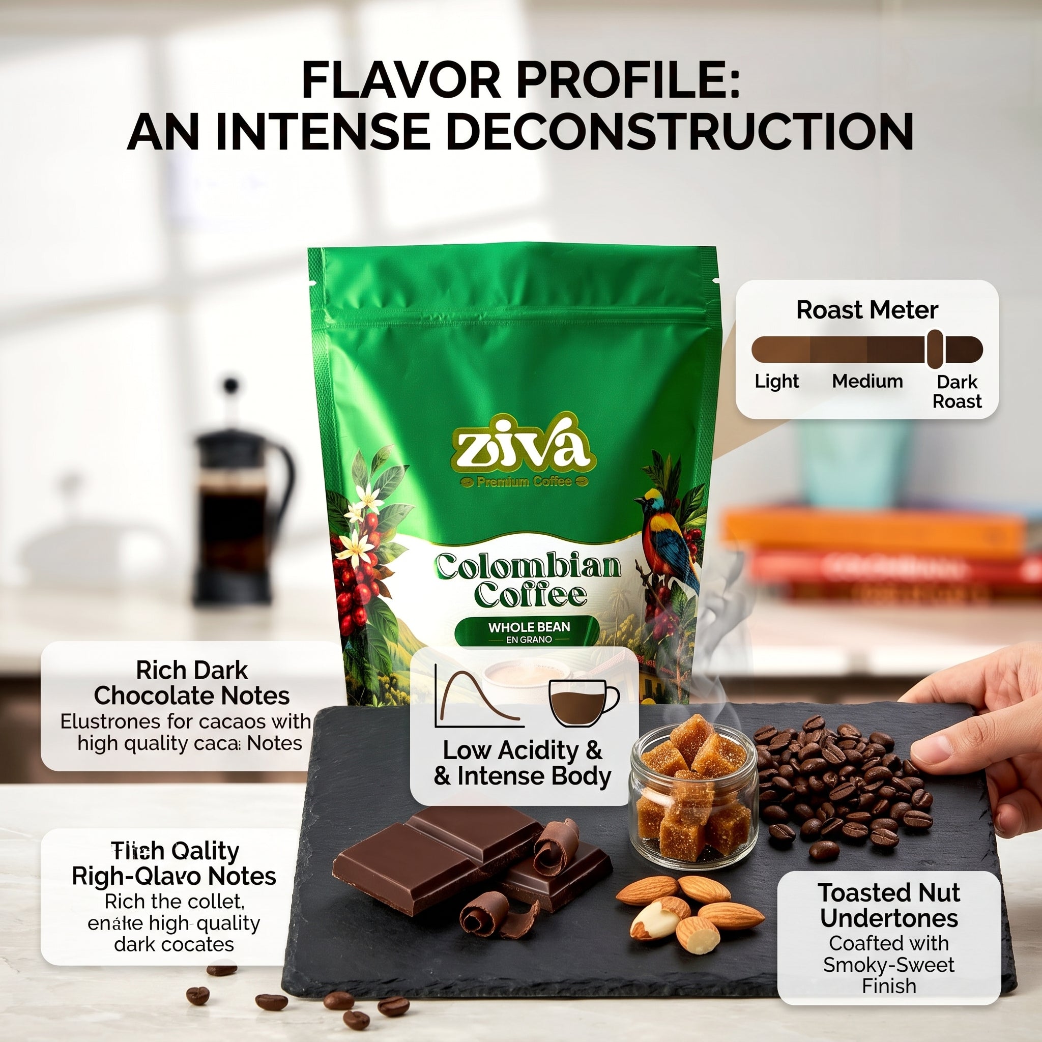 Image of Ziva coffee whole bean 1lb - Dark roast