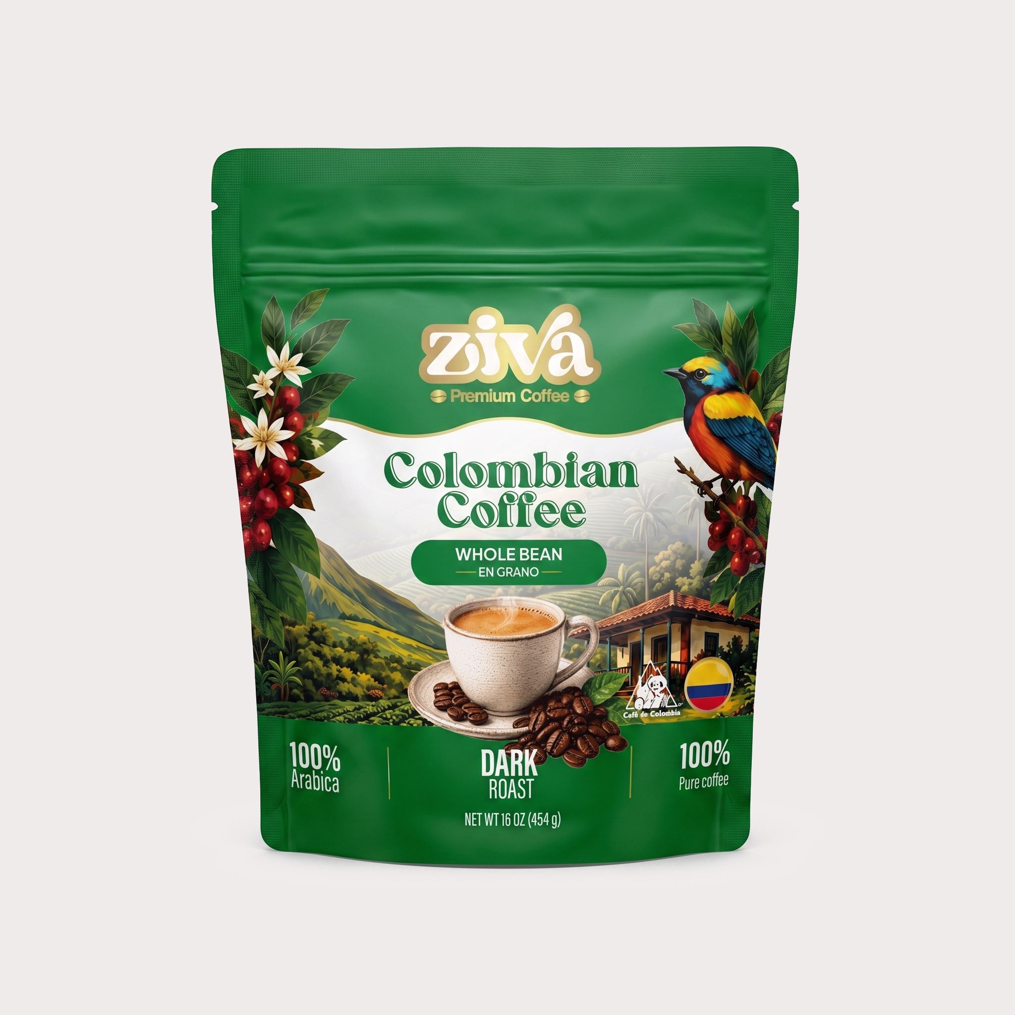 Image of Ziva coffee whole bean 1lb - Dark roast